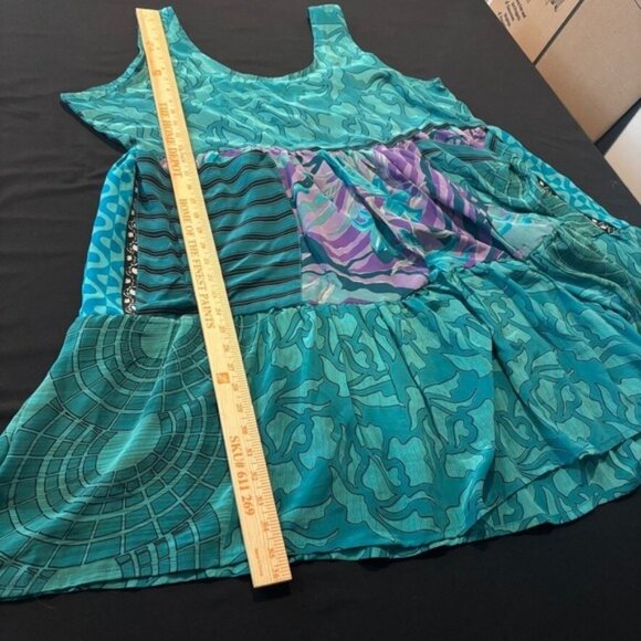 Kantha Bae Womens Silk Meadow Mini Dress Free Size New with Tags Boho Oversized - Picture 8 of 10